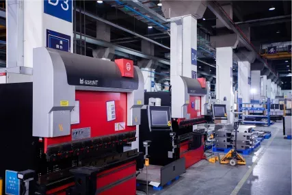 Laser cutting machine in operation